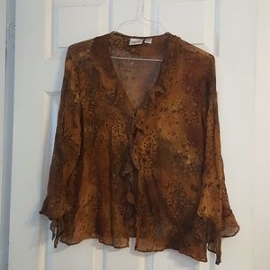 Ruffle front sheer blouse